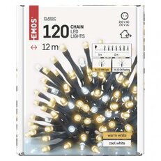 LED vánoční řetěz blikající 12 m venkovní i vnitřní teplá/studená bílá časovač
