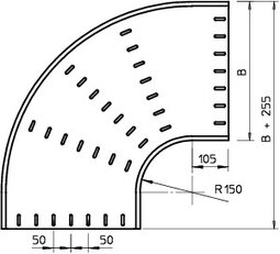 OBO RB 90 155 FS Oblouk 90° vodorovný kruhové provedení 110x550 Ocel pás.zink