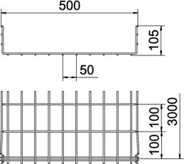 OBO GRM 105 500 A4 Mřížový žlab GRM 105x500x3000 Ušlechtilá ocel
