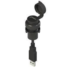 PIZZATO Zásuvka USB 2.0 s kabelem PVC 0,8 m a zástrčkou USB 2.0, černý kroužek