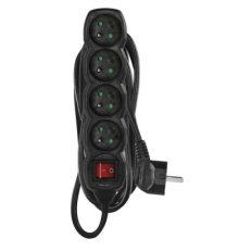 Prodlužovací kabel 5 m 4 zásuvky s vypínačem černý PVC 1,5mm2 EMOS PC1415R