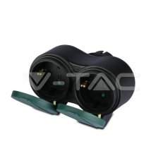 2 Ways Adapter 16A IP44 Black+GreenVT-11