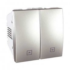 Unica Spínač ovládače žaluzií řazení 2x1 Aluminium SCHNEIDER MGU3.208.30