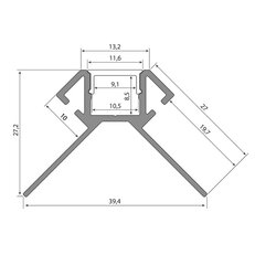 Hliníkový profil pro obklady a dlažbu černý DS, 39x27mm, bez difuzoru, 2m