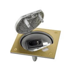 Vklad podlahové krabice KSE IP66 prázdný modul RJ se zásuvkou Schuko mosaz IK06