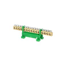 Můstek PE 15 (svorkovnice 15x16mm2) nekrytý IP00 zelený 63A na DIN 1000010