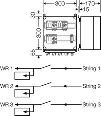 Připojovací skříň FV 3x string, 3x vstup střídače se spínačem HENSEL MI PV 2233