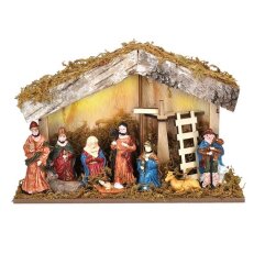 LED dřevěný betlém podsvícený, 26x17cm, 6x LED, 2x AA SOLIGHT 1V276