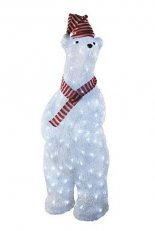 LED vánoční medvěd, IP44, studená bílá, časovač