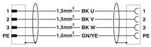 Zástrčka oboustranně zastříknutá plastem K-3E-M17 M9/010-B00/M17 F8 1619306