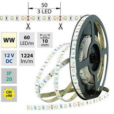 LED pásek SMD2835 WW, 60LED/m, 14,4W/m, 1224lm/m, IP20, DC 12V, 10mm, 5m