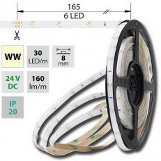 LED pásek SMD3528 WW, 30LED, IP20, 5m, 24V, 2,4 W/m