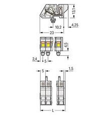 Konektor (zásuvka) úhlový CAGE CLAMP 2,5mm2 sv.šedá 14pól. WAGO 721-314/008-000