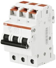 jistič 3P s bezšroubovou svorkou S203S-C16 16A char. C 6kA ABB 2CDS253002R0164