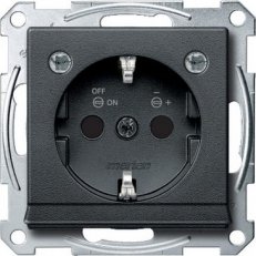 Merten Zásuvka 250V/16A SCHUKO s LED modulem Systém M Antracit