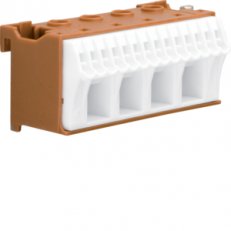 QuickConnect bezšroubový blok fázový, hnědý, 18 svorek, 4x25+14x4mm2, šíře 75mm