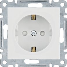 Hager WL1460 Zásuvka schuko s clonkami, bezšroubová, bílá lesk