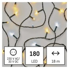 LED vánoční řetěz blikající 18 m venkovní i vnitřní teplá/studená bílá časovač