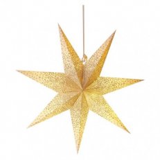 Vánoční hvězda papírová závěsná se zlatými třpytkami ve středu,bílá,60cm,vnitřní