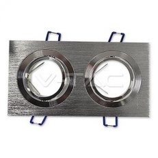 2 x GU10 Housing Square Aluminum Brush,