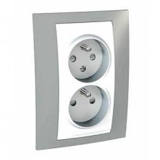 Unica Plus Zásuvka dvojnásobná 230V 2x2P+PE Fog/Polar SCHNEIDER MGU63.065.865