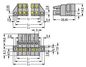 Pružinová svorka CAGE CLAMP 2,5mm2 šedá 7pól. WAGO 231-107/031-000/034-000
