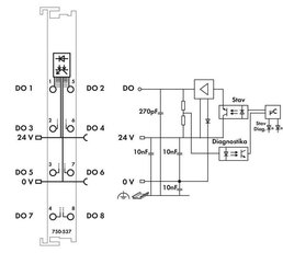 8kanálový binární výstup DC 24V 0,5 A světle šedá WAGO 750-537