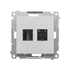 Zásuvka HDMI + datová RJ45 kat. 6 (přístroj s krytem) hliníková matná