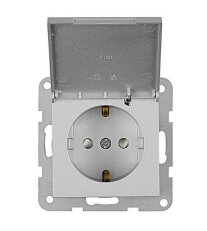 SCHUKO s bezpečnostní clonkou a klapkou, stříbrná SCHRACK EV121306--