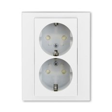 ABB Levit Dvojzásuvka SCHUKO s clonkami bílá/ledová bílá 5522H-C03457 01