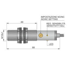 Kapacitní senzor d18 mm AECO SC18SP-A5 NO/NC LC5