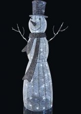 LED vánoční sněhulák ratanový, vnitřní použ., studená bílá, časovač