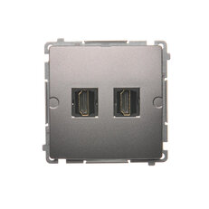 dvojitá zásuvka HDMI, (strojek s krytem) Inox BMGHDMI2.01/21
