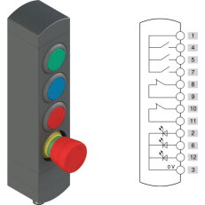 Ovládací jednotka BN 4 prvky (konfigurace A69) Konektor M12,12 pólů, IP65