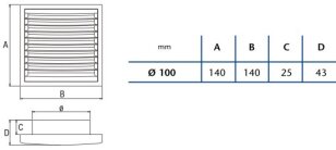 Venkovní mřížka Pevná mřížka B-10 CATA 01910200