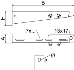 OBO AW30F21 FT Výložník s připojovacím úhelníkem B210mm Ocel žárově zinkováno