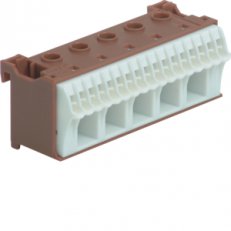 QuickConnect bezšroubový blok fázový, hnědý, 22 svorek, 5x25+17x4mm2, šíře 90mm