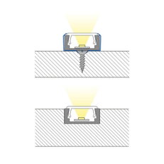 Přisazený hliníkový profil PG2 16x8mm včetně čirého difuzoru 1m