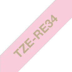 Páska BROTHER TZe-RE34 růžová/zlatá (12mm, 4m, pruhovaná)