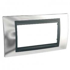 Unica Top Krycí rámeček čtyřmodulový, Cromo lesk/Grafit SCHNEIDER MGU66.104.210