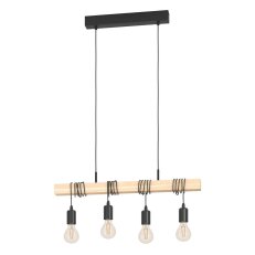 Závěsné svítidlo TOWNSHEND černá/dřevo 4X60W IP20 EGLO 43512