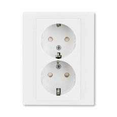 ABB Levit Dvojzásuvka SCHUKO s clonkami bílá/bílá 5522H-C03457 03