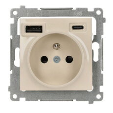 Zásuvka silová 1 násobná typ E s 2 násob