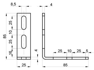 Montážní úhelník 38-90°st. 2 otvory, pozink KOŇAŘÍK 37004090