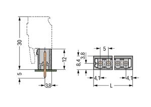 Konektor s pájecími piny THT, pájecí kontakt 1,0x1,0 mm, rovné, šedá 3pól.