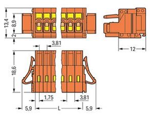 Pružinová svorka CAGE CLAMP 1,5mm2 oranžová 2pól. WAGO 734-202/037-000