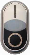 Eaton M22-DDL-WS-X1/X0 Dvojité tlačítko, zvýšené, bílá čočka, I/O bílá/černá