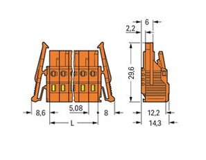 Pružinová svorka CAGE CLAMP 2,5mm2 oranžová 13pól. WAGO 231-313/037-000