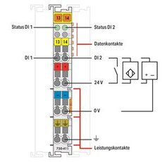 2kanálový binární vstup DC 24V 0,2 ms světle šedá WAGO 750-411