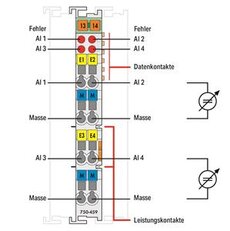 4kanálový analogový vstup DC 0-10 V asymetrický vstup Wago 750-459